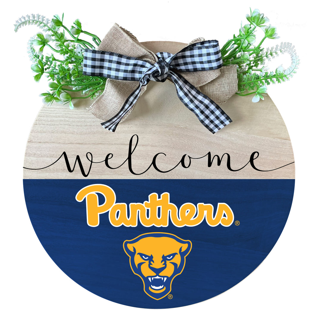 Pittsburgh Panthers Wooden Wreath Welcome Sign Officially Licensed Collegiate Product Single