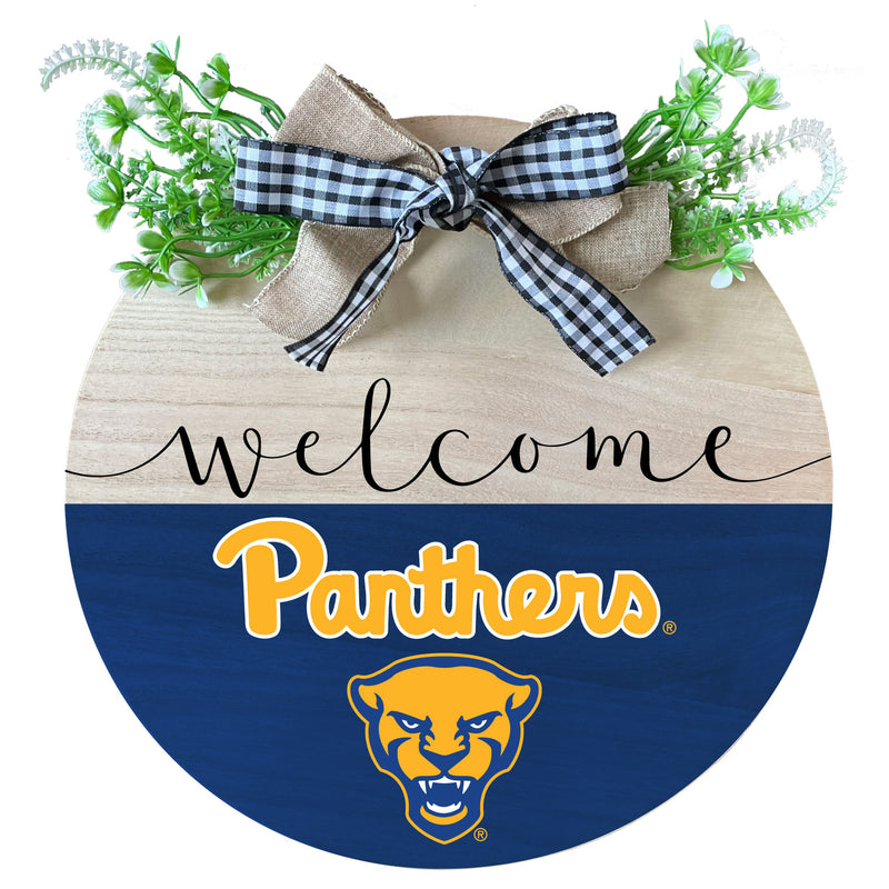 Pittsburgh Panthers Wooden Wreath Welcome Sign Officially Licensed Collegiate Product Single