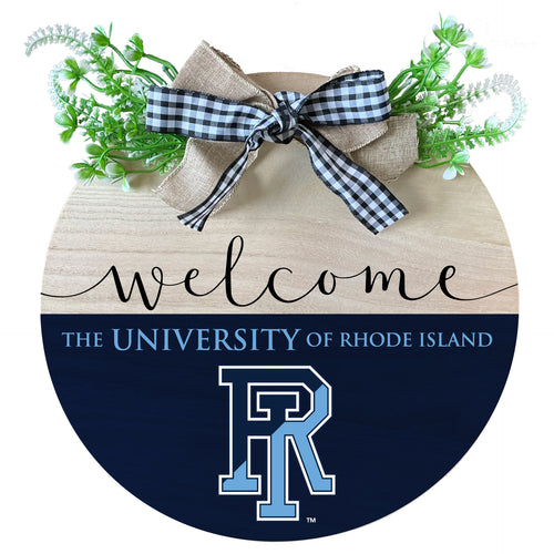 Rhode Island University Wooden Wreath Welcome Sign Officially Licensed Collegiate Product Single