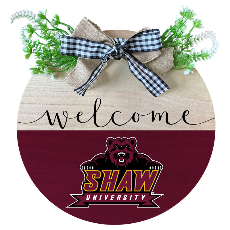 Shaw University Bears Wooden Wreath Welcome Sign Officially Licensed Collegiate Product Single