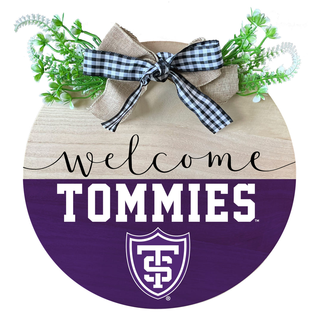 University of St. Thomas Wooden Wreath Welcome Sign Officially Licensed Collegiate Product 2-Pack