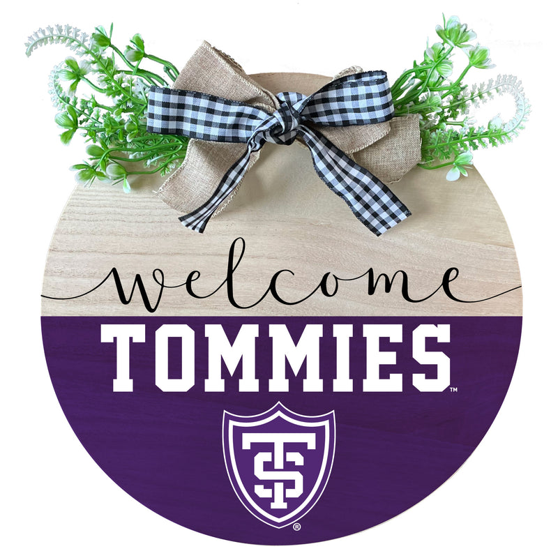 University of St. Thomas Wooden Wreath Welcome Sign Officially Licensed Collegiate Product 2-Pack