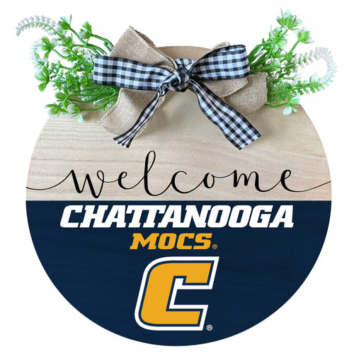 University of Tennessee at Chattanooga Wooden Wreath Welcome Sign Officially Licensed Collegiate Product Single