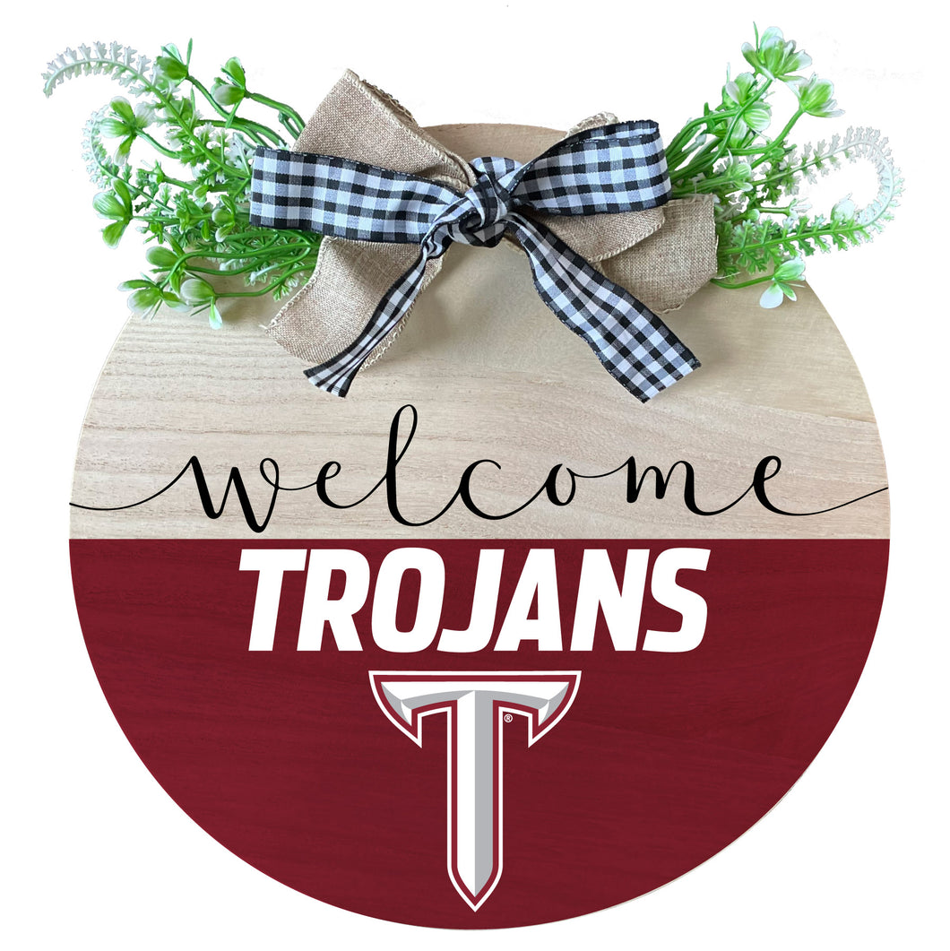 Troy University Wooden Wreath Welcome Sign Officially Licensed Collegiate Product Single
