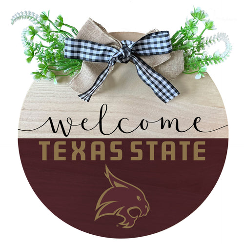 Texas State Bobcats Wooden Wreath Welcome Sign Officially Licensed Collegiate Product Single