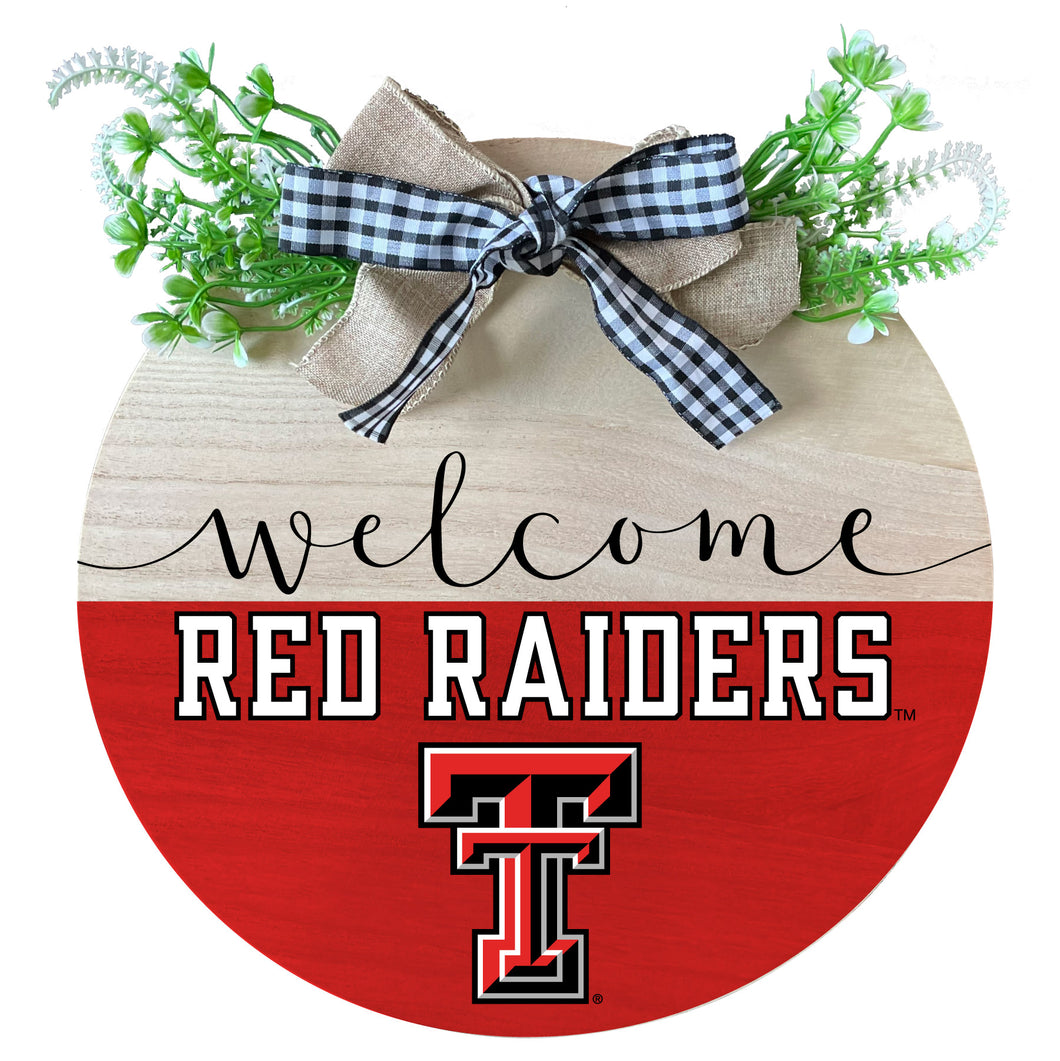 Texas Tech Red Raiders Wooden Wreath Welcome Sign Officially Licensed Collegiate Product 2-Pack