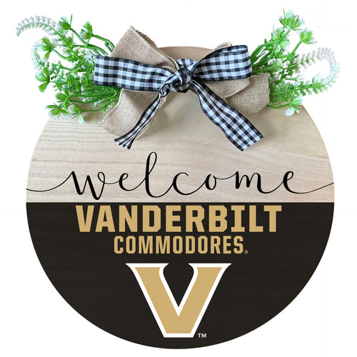 Vanderbilt University Wooden Wreath Welcome Sign Officially Licensed Collegiate Product Single
