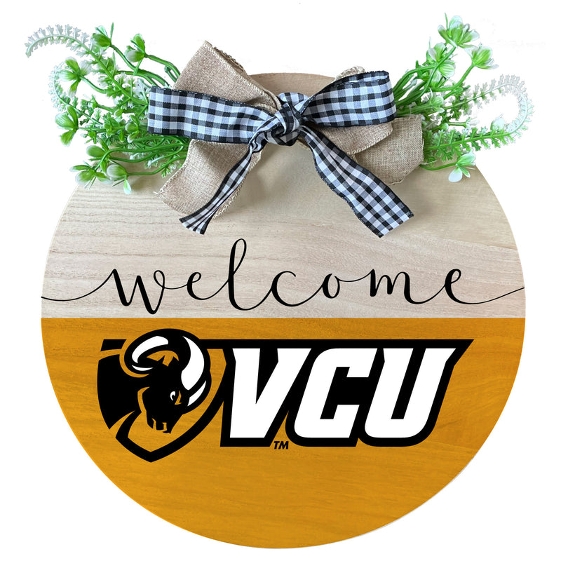 Virginia Commonwealth Wooden Wreath Welcome Sign Officially Licensed Collegiate Product Single