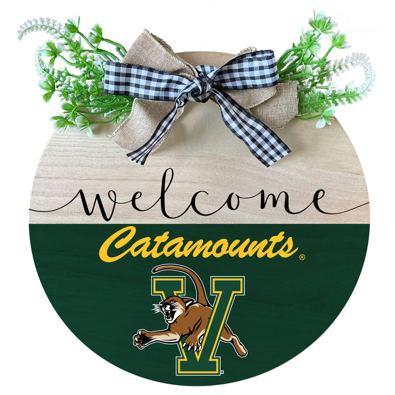 Vermont Catamounts Wooden Wreath Welcome Sign Officially Licensed Collegiate Product 2-Pack