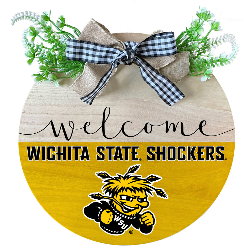 Wichita State Shockers Wooden Wreath Welcome Sign Officially Licensed Collegiate Product 2-Pack
