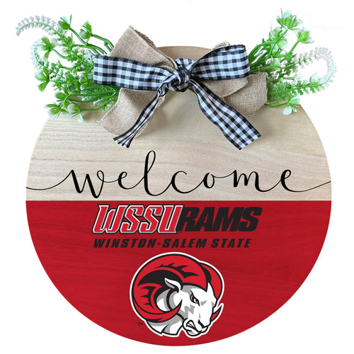 Winston-Salem State Wooden Wreath Welcome Sign Officially Licensed Collegiate Product Single