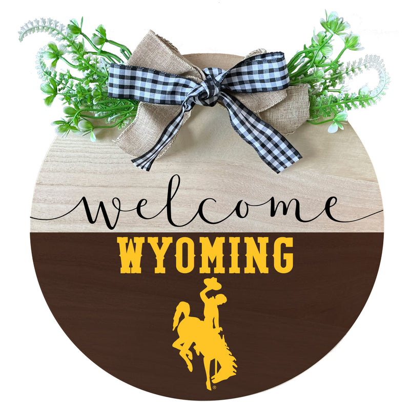 University of Wyoming Wooden Wreath Welcome Sign Officially Licensed Collegiate Product Single
