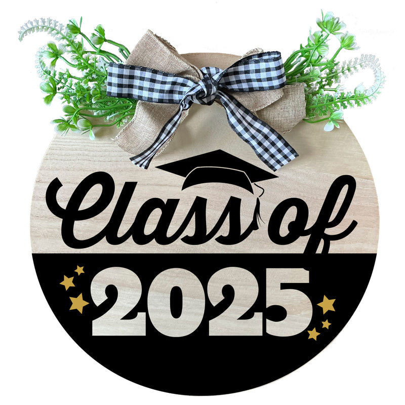 Class of 2025 Graduation Wooden Wreath Welcome Sign - Printed Design Single