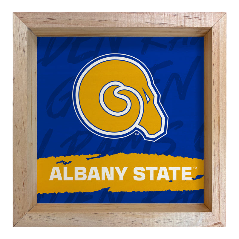 Albany State University Officially Licensed 8.75"x 8.75" Wood Sign with frame Logo