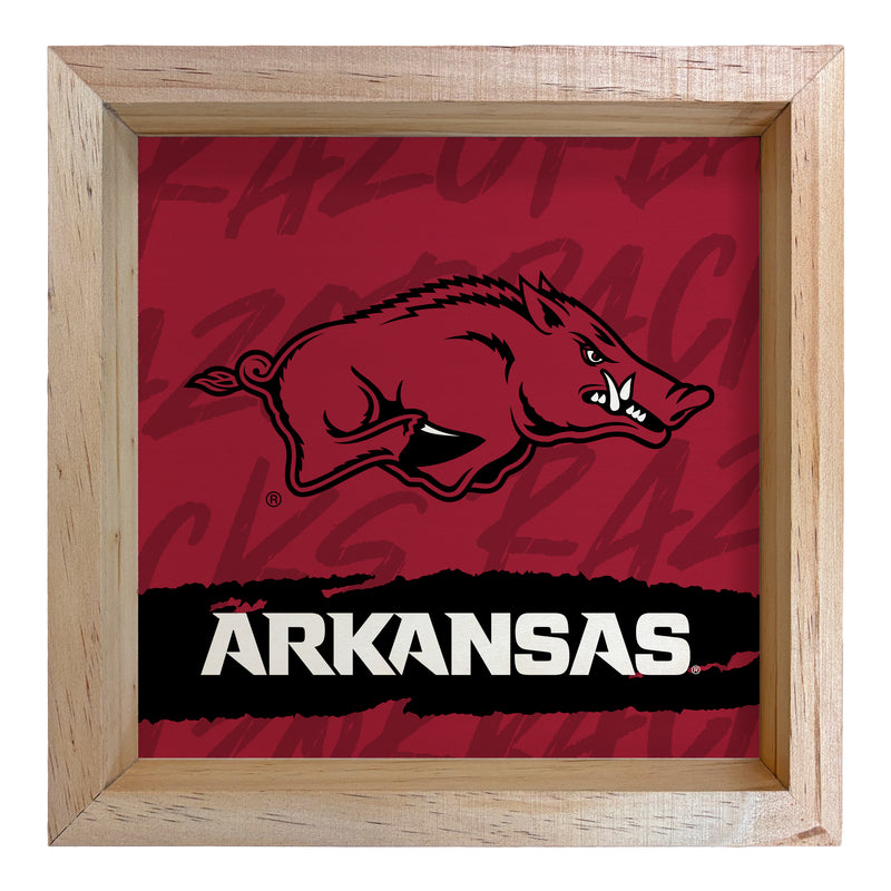 Arkansas Razorbacks Officially Licensed 8.75"x 8.75" Wood Sign with frame Logo