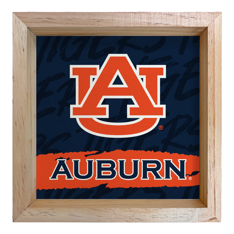 Auburn Tigers Officially Licensed 8.75"x 8.75" Wood Sign with frame Logo