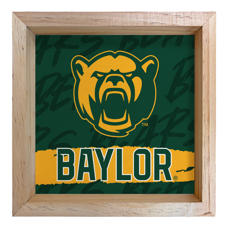 Baylor Bears Officially Licensed 8.75"x 8.75" Wood Sign with frame Logo