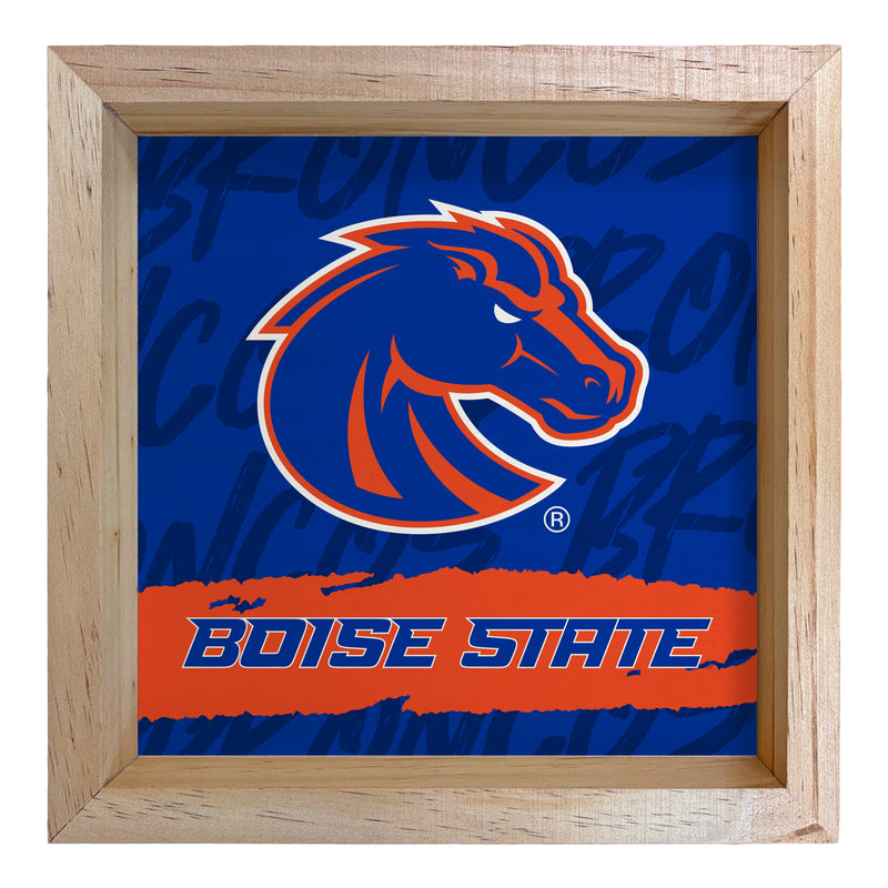 Boise State Broncos Officially Licensed 8.75"x 8.75" Wood Sign with frame Logo