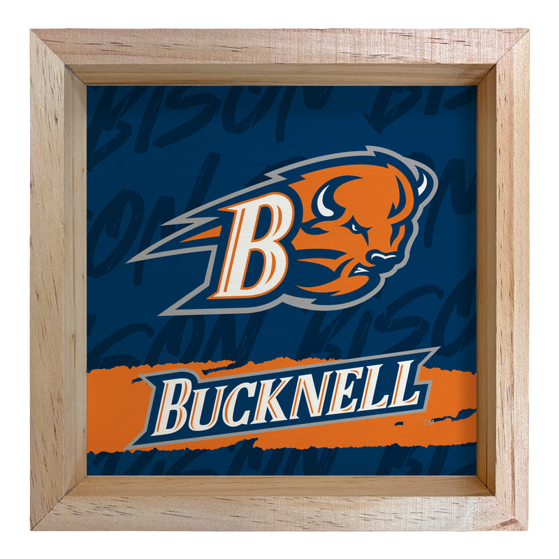 Bucknell University Bison Officially Licensed 8.75"x 8.75" Wood Sign with frame Logo