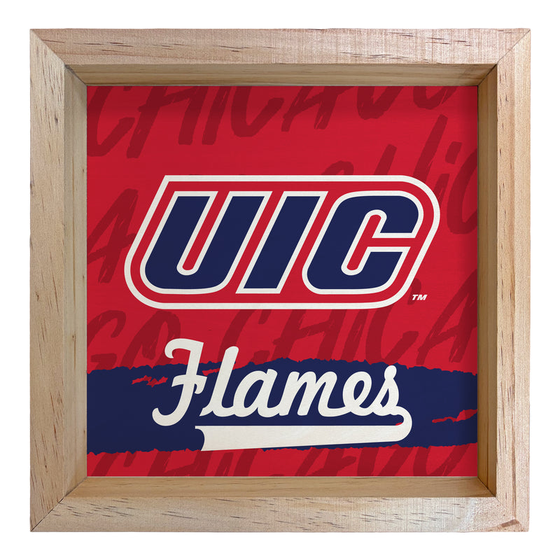 University of Illinois at Chicago Officially Licensed 8.75"x 8.75" Wood Sign with frame Logo