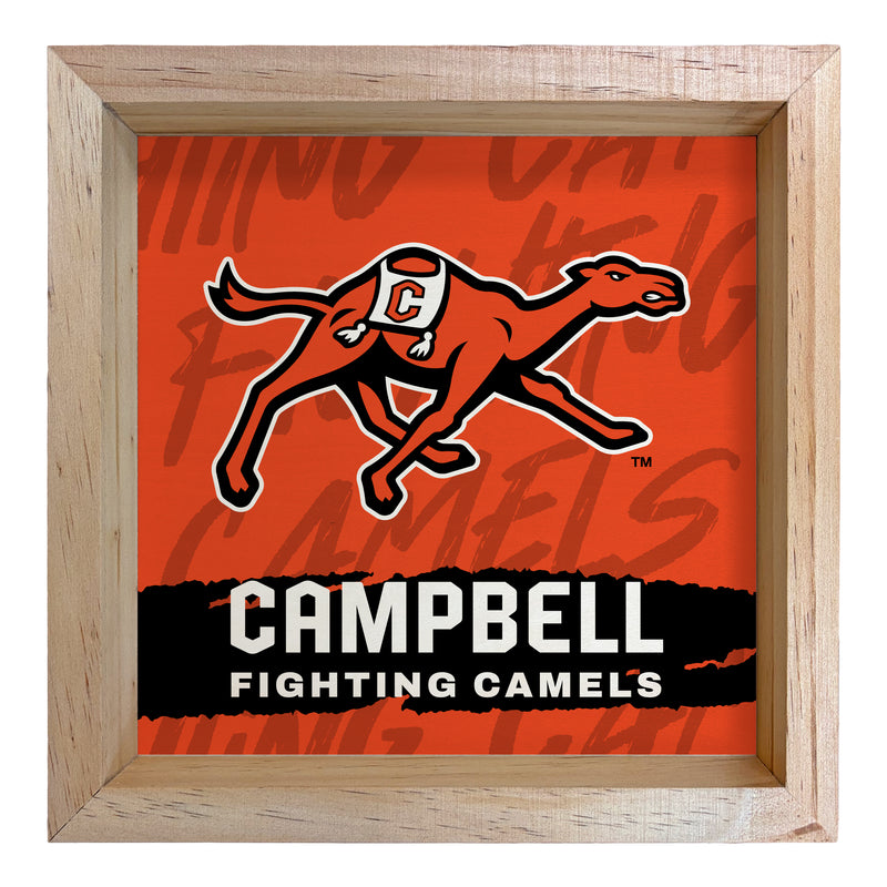 Campbell University Fighting Camels Officially Licensed 8.75"x 8.75" Wood Sign with frame Logo
