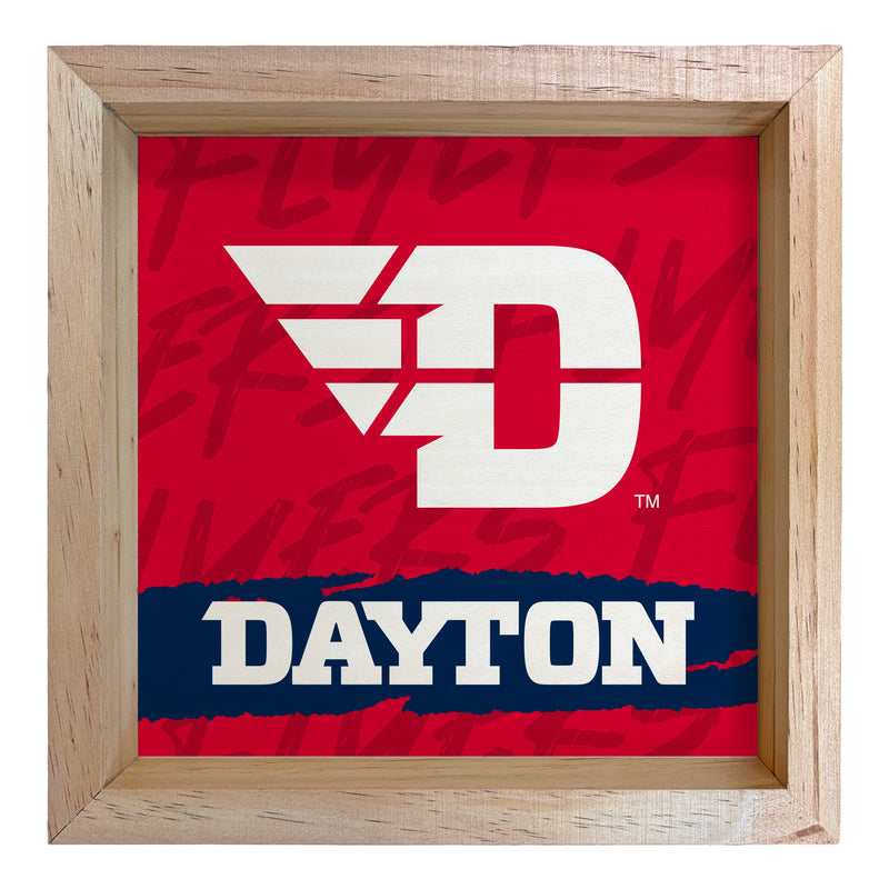 Dayton Flyers Officially Licensed 8.75"x 8.75" Wood Sign with frame Logo