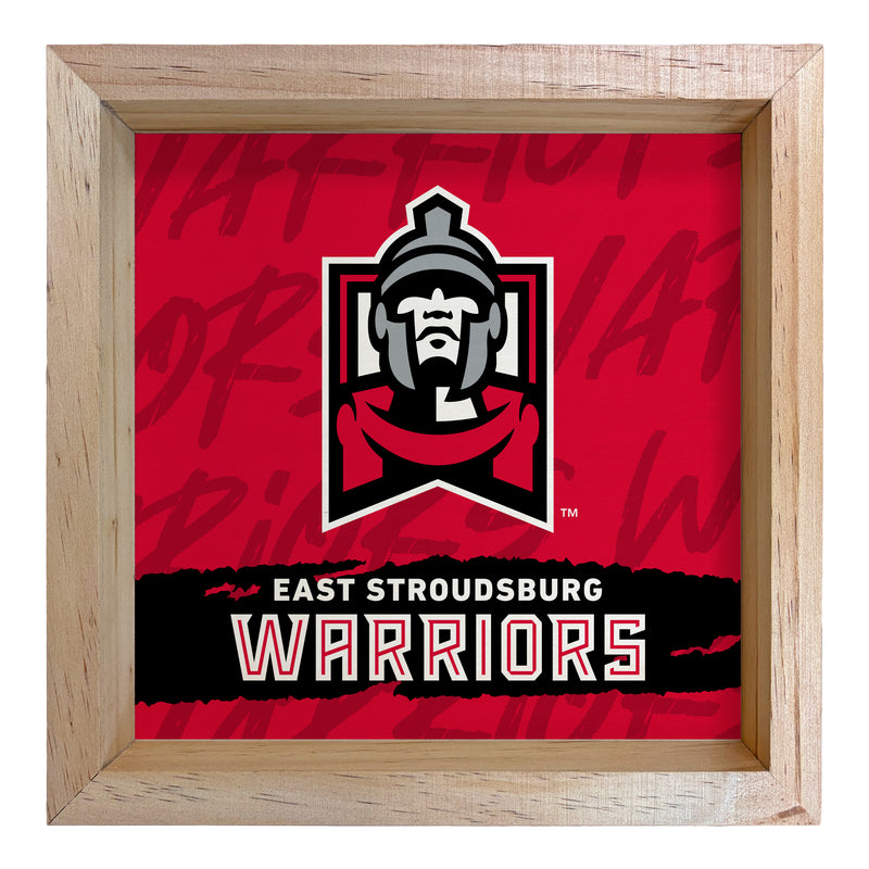 East Stroudsburg University Officially Licensed 8.75"x 8.75" Wood Sign with frame Logo