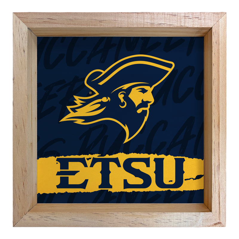 East Tennessee State University Officially Licensed 8.75"x 8.75" Wood Sign with frame Logo