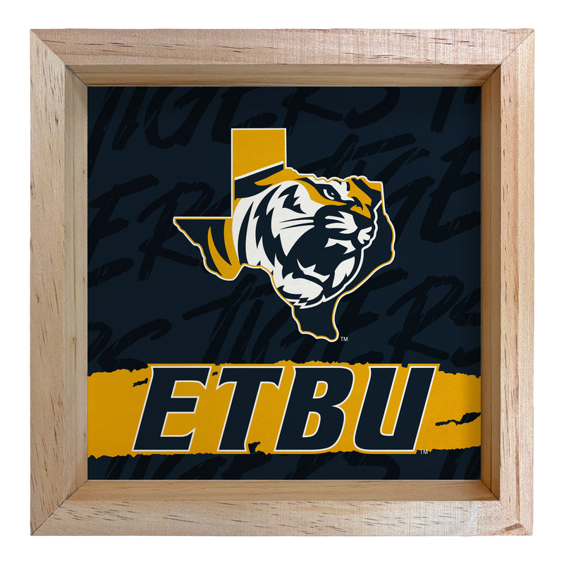 East Texas Baptist University Officially Licensed 8.75"x 8.75" Wood Sign with frame Logo