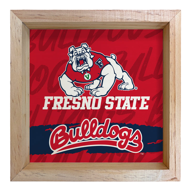 Fresno State Bulldogs Officially Licensed 8.75"x 8.75" Wood Sign with frame Logo