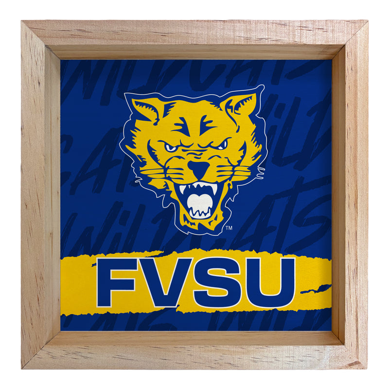 Fort Valley State University Officially Licensed 8.75"x 8.75" Wood Sign with frame Logo