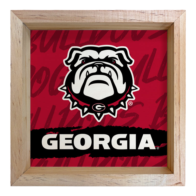 Georgia Bulldogs Officially Licensed 8.75"x 8.75" Wood Sign with frame Logo