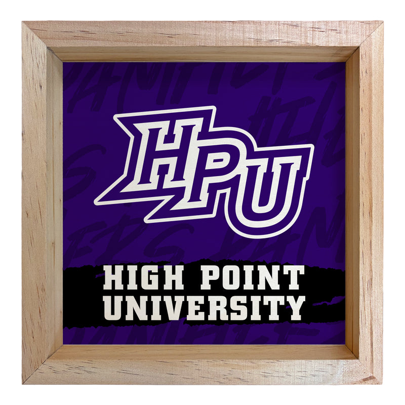 High Point University Officially Licensed 8.75"x 8.75" Wood Sign with frame Logo