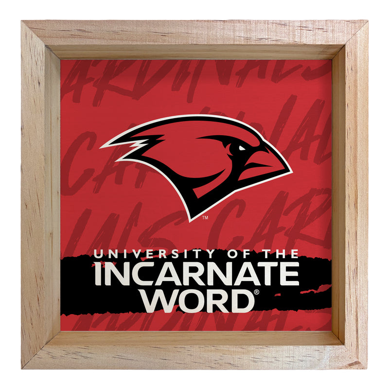 Incarnate Word Cardinals Officially Licensed 8.75"x 8.75" Wood Sign with frame Logo