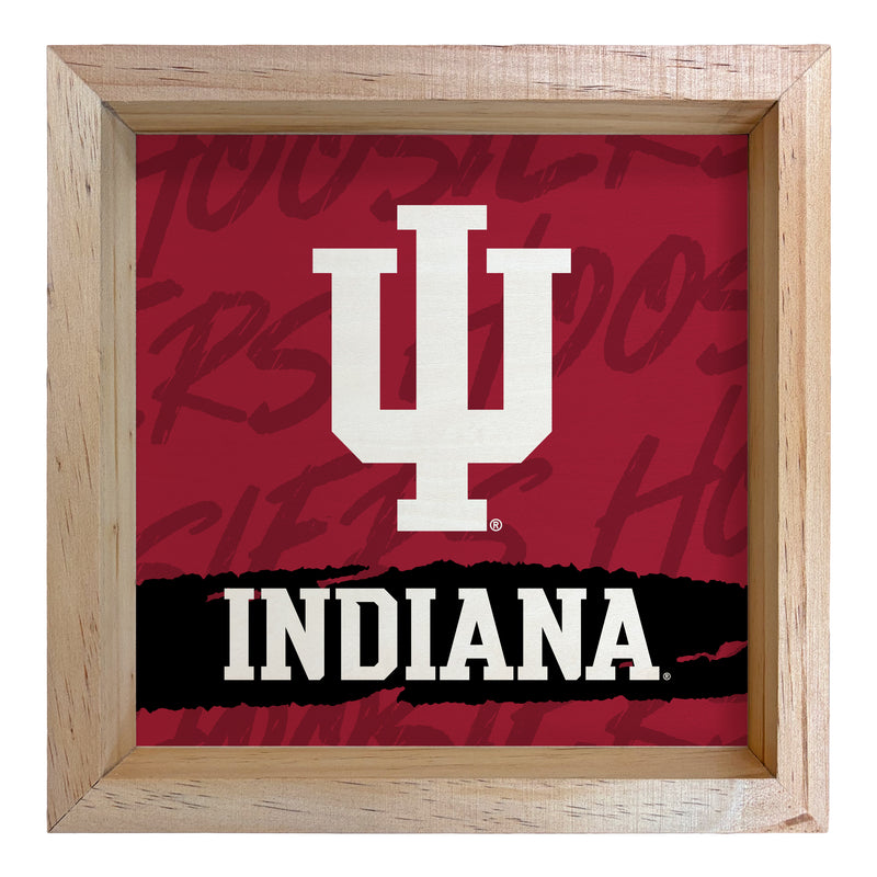 Indiana Hoosiers Officially Licensed 8.75"x 8.75" Wood Sign with frame Logo