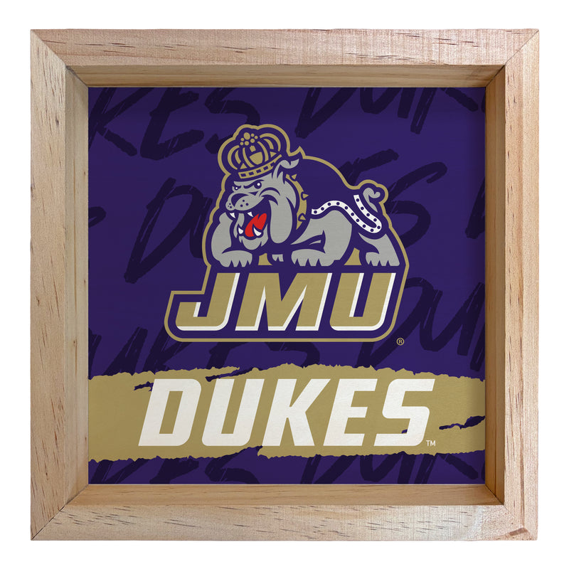 James Madison Dukes Officially Licensed 8.75"x 8.75" Wood Sign with frame Logo