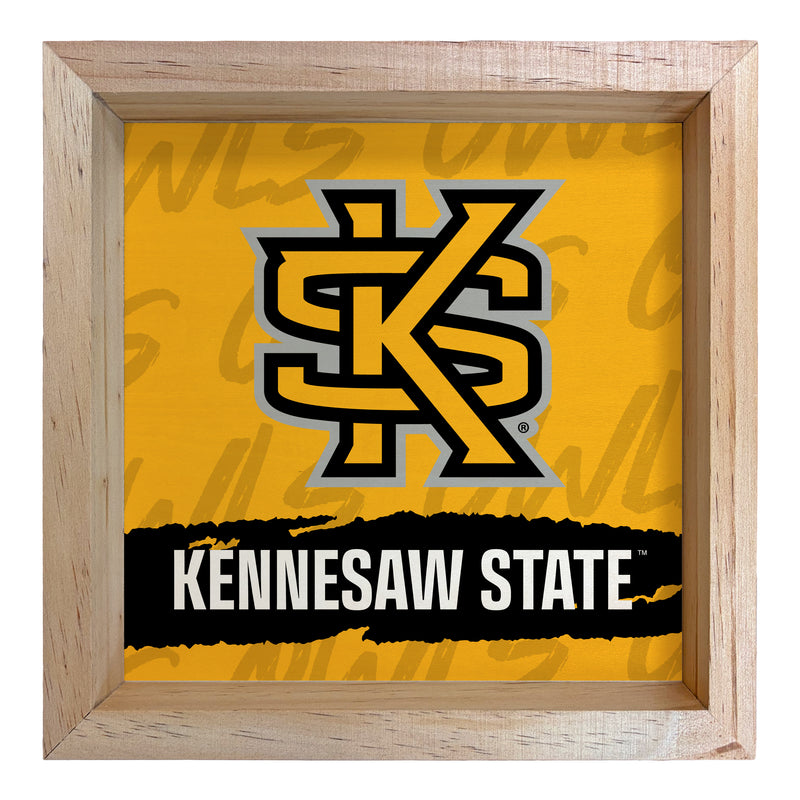 Kennesaw State University Officially Licensed 8.75"x 8.75" Wood Sign with frame Logo