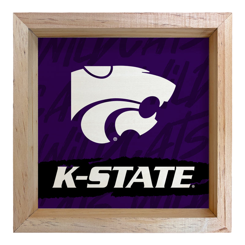 Kansas State Wildcats Officially Licensed 8.75"x 8.75" Wood Sign with frame Logo