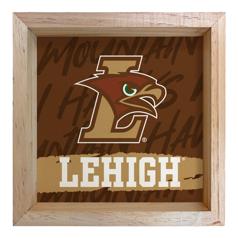 Lehigh University Mountain Hawks Officially Licensed 8.75"x 8.75" Wood Sign with frame Logo