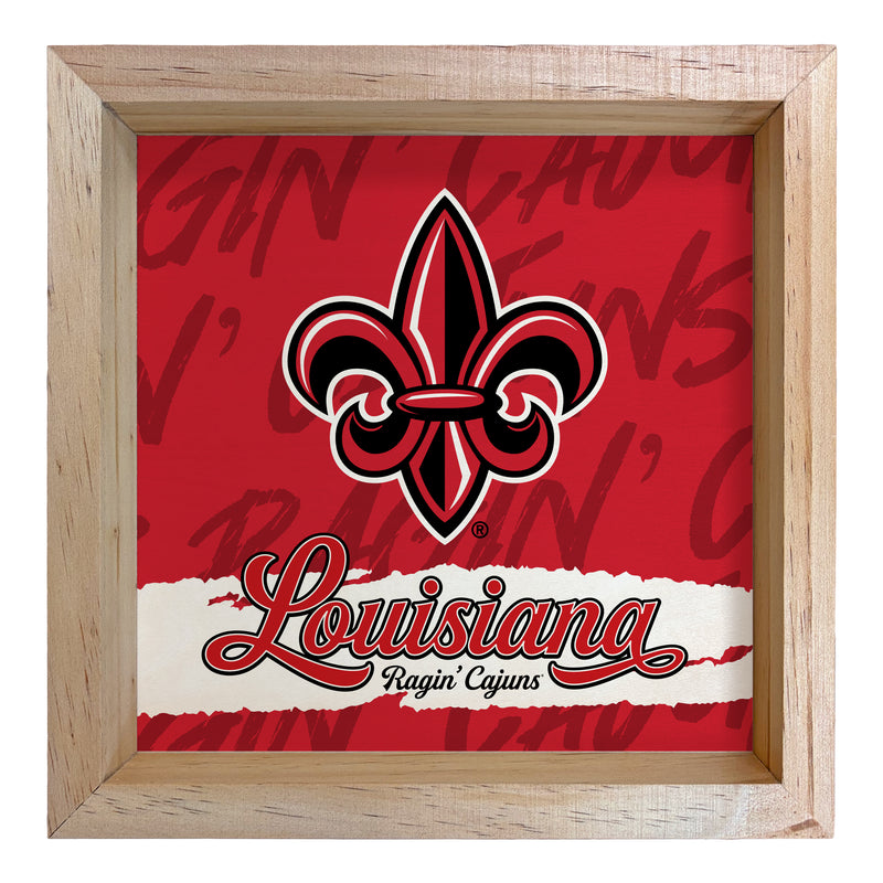 Louisiana at Lafayette Ragin' Cajuns Officially Licensed 8.75"x 8.75" Wood Sign with frame Logo