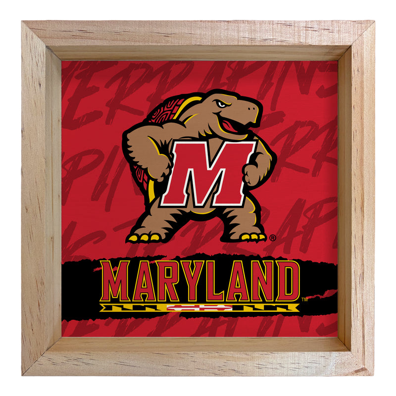 Maryland Terrapins Officially Licensed 8.75"x 8.75" Wood Sign with frame Logo