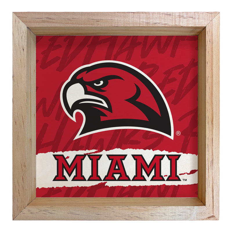Miami University of Ohio Officially Licensed 8.75"x 8.75" Wood Sign with frame Logo