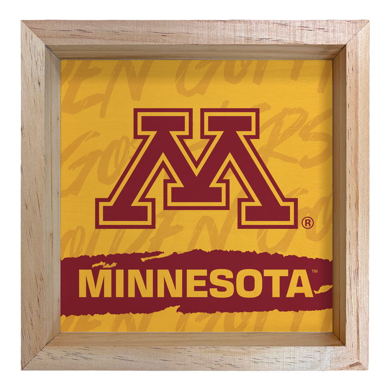 Minnesota Gophers Officially Licensed 8.75"x 8.75" Wood Sign with frame Logo