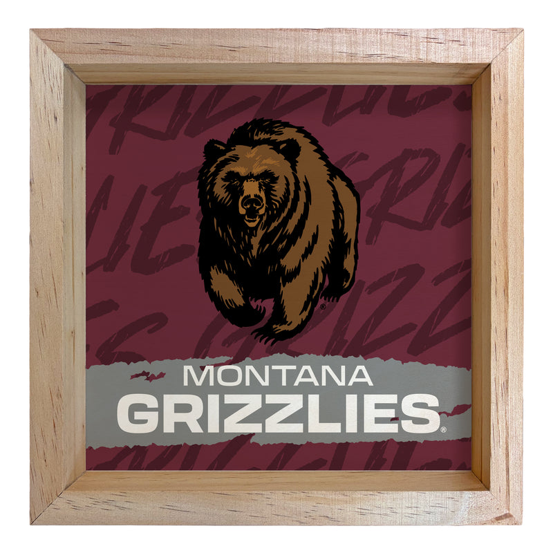Montana University Officially Licensed 8.75"x 8.75" Wood Sign with frame Logo