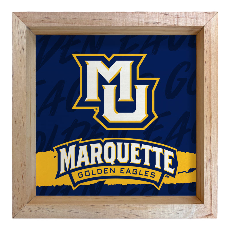 Marquette Golden Eagles Officially Licensed 8.75"x 8.75" Wood Sign with frame Logo