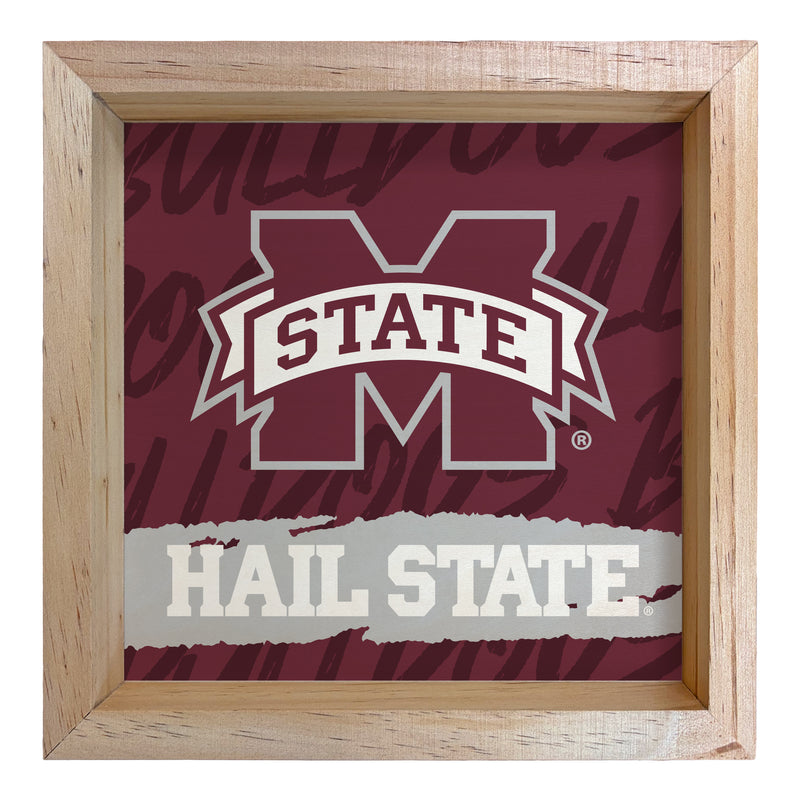 Mississippi State Bulldogs Officially Licensed 8.75"x 8.75" Wood Sign with frame Logo