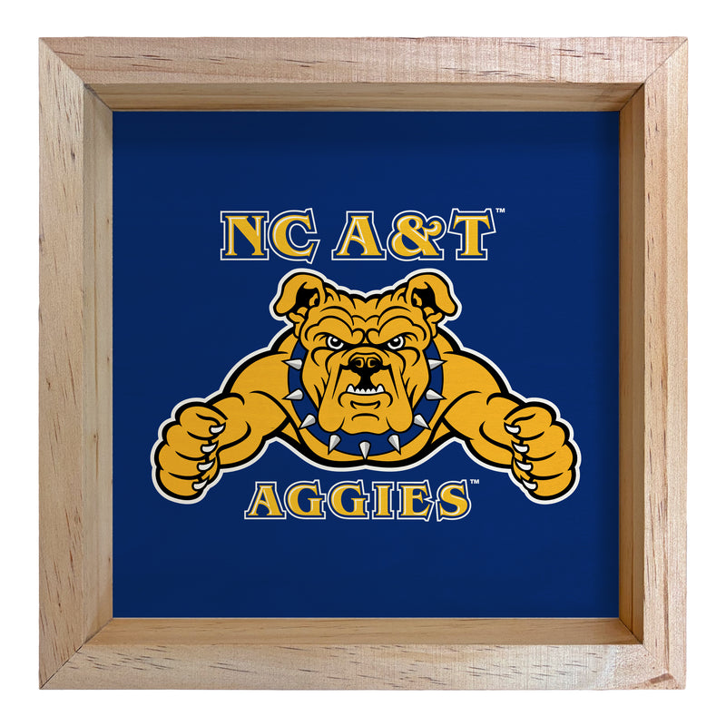 North Carolina A&T State Aggies Officially Licensed 8.75"x 8.75" Wood Sign with frame Logo