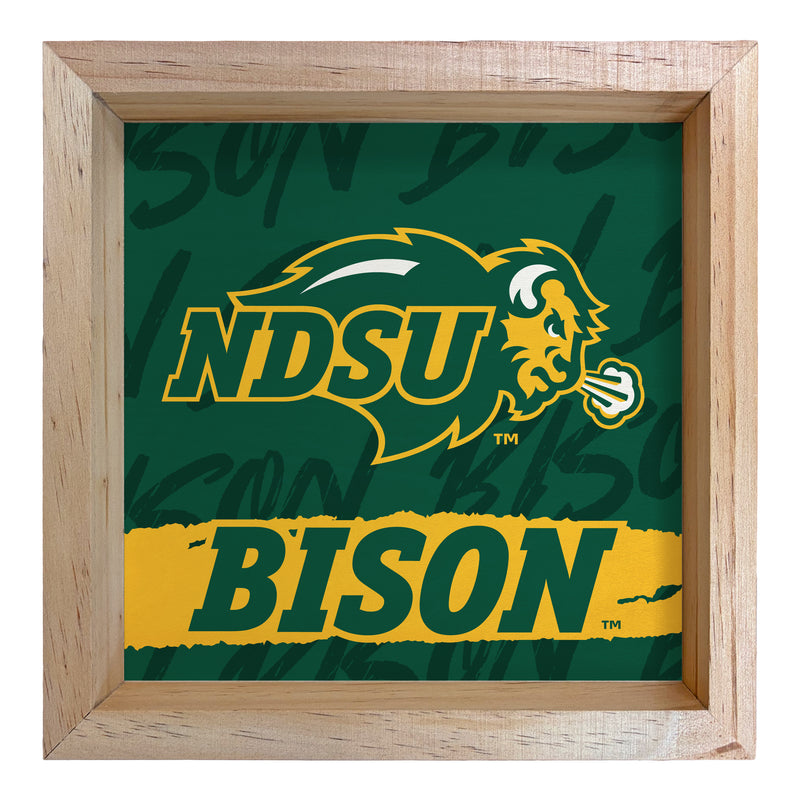 North Dakota State Bison Officially Licensed 8.75"x 8.75" Wood Sign with frame Logo