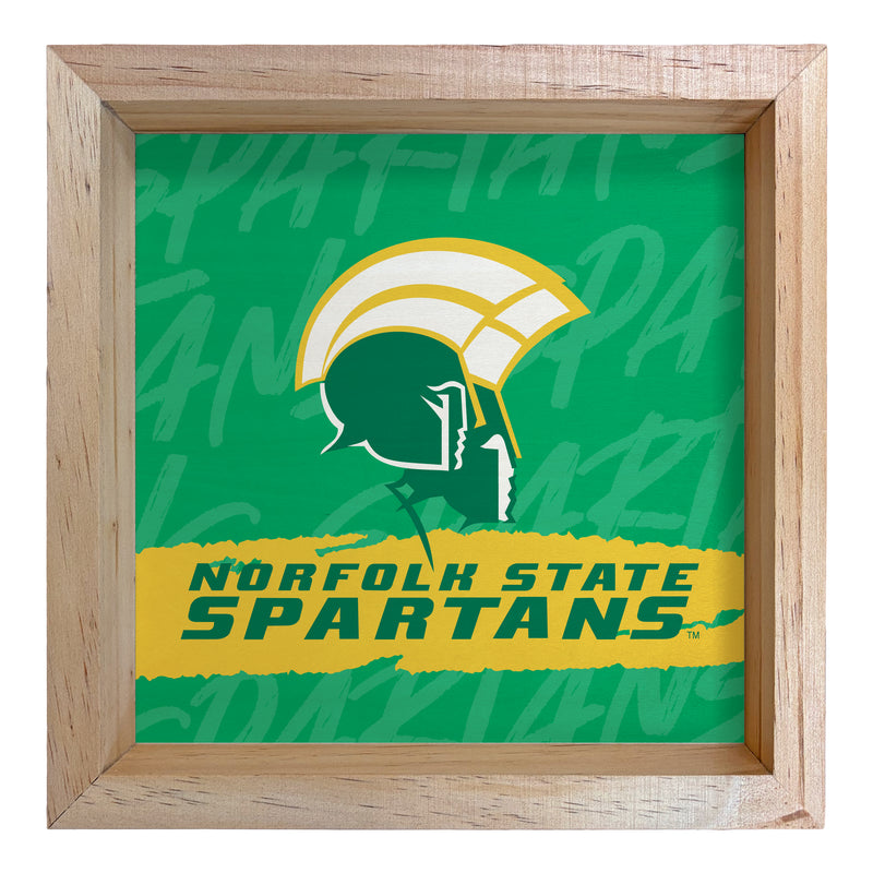Norfolk State University Officially Licensed 8.75"x 8.75" Wood Sign with frame Logo