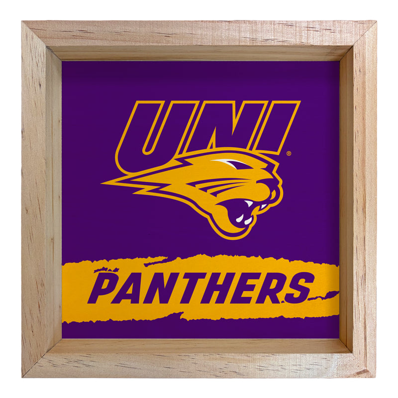 Northern Iowa Panthers Officially Licensed 8.75"x 8.75" Wood Sign with frame Logo
